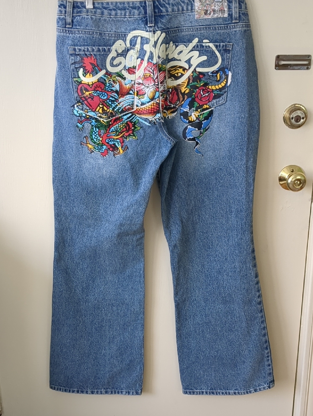 NWT Ed Hardy Koi Painted Denim Jeans, Size 32